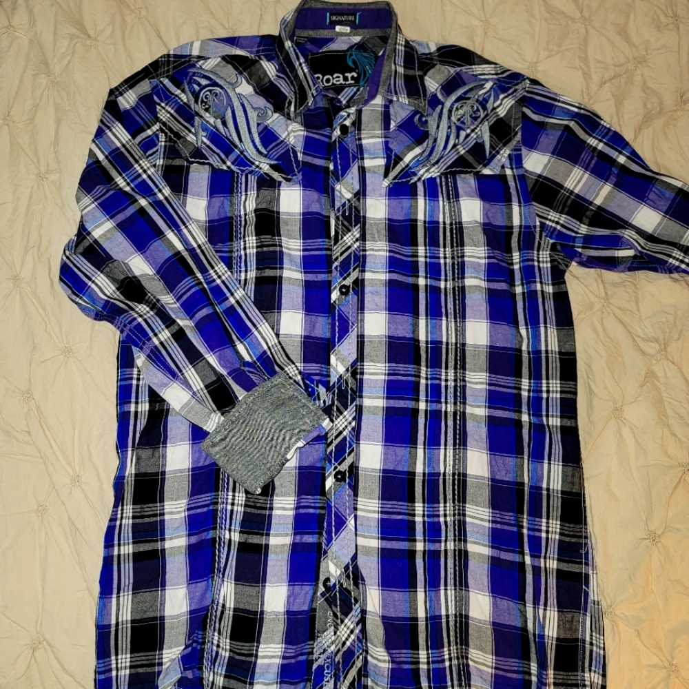 Roar Signature Embroidered Plaid Shirt